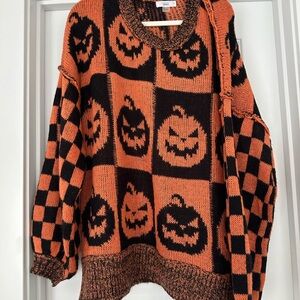TALULAH Orange and Black Pumpkin Sweater